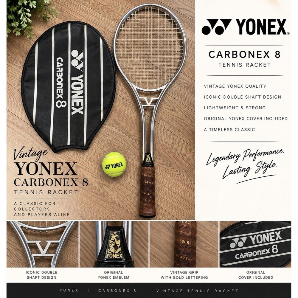 YONEX Carbonex 8 Tennis Racquet 85 in² Head, L3 Grip, AX-70, Cover